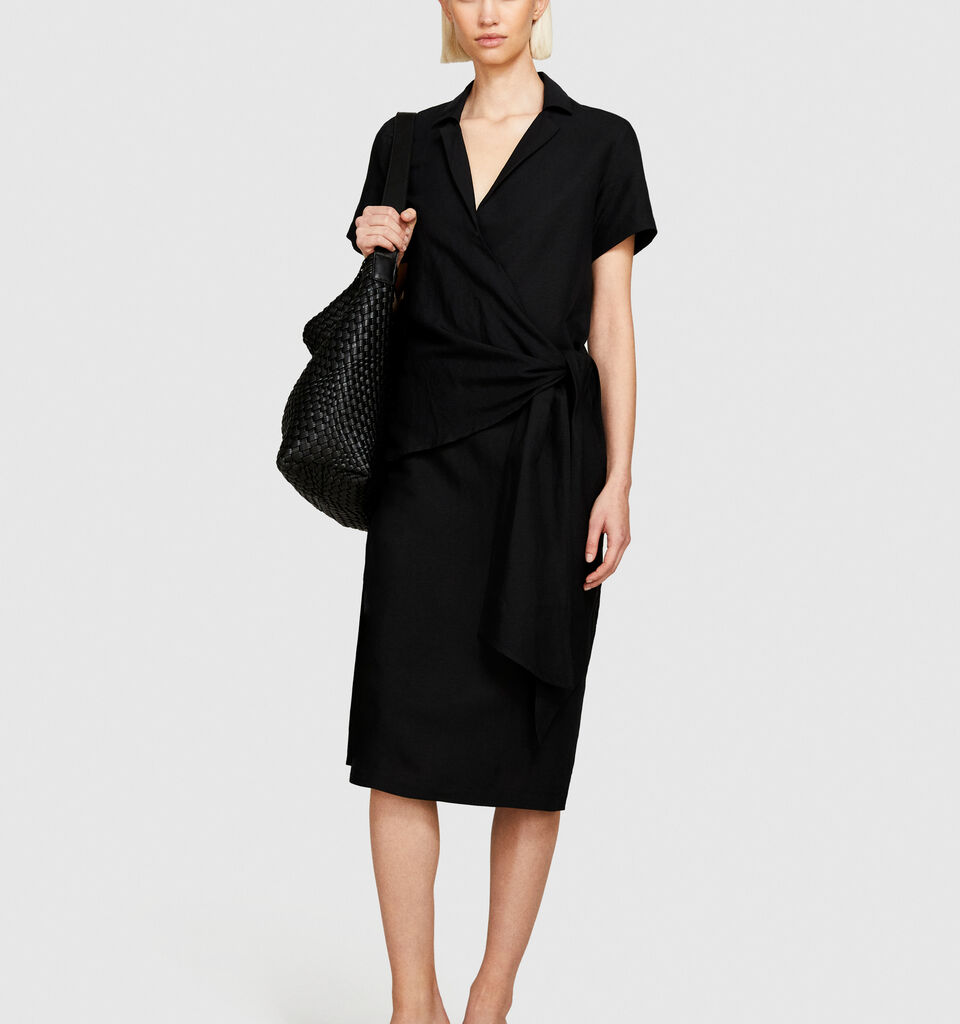 Midi dress with twist - women's midi dresses - Black | Sisley image number 1